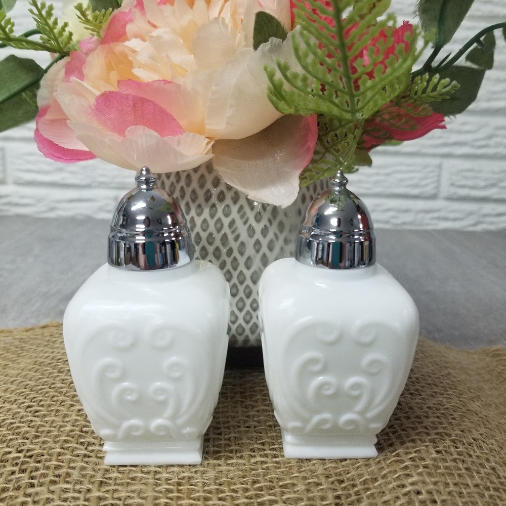 Vintage Milkglass Salt And Pepper Shakers